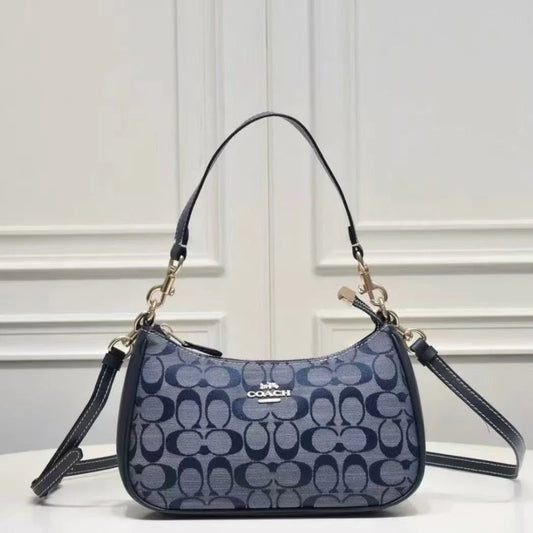 NWT COACH CH139 Teri Shoulder Bag Signature Chambray Blue Outlet