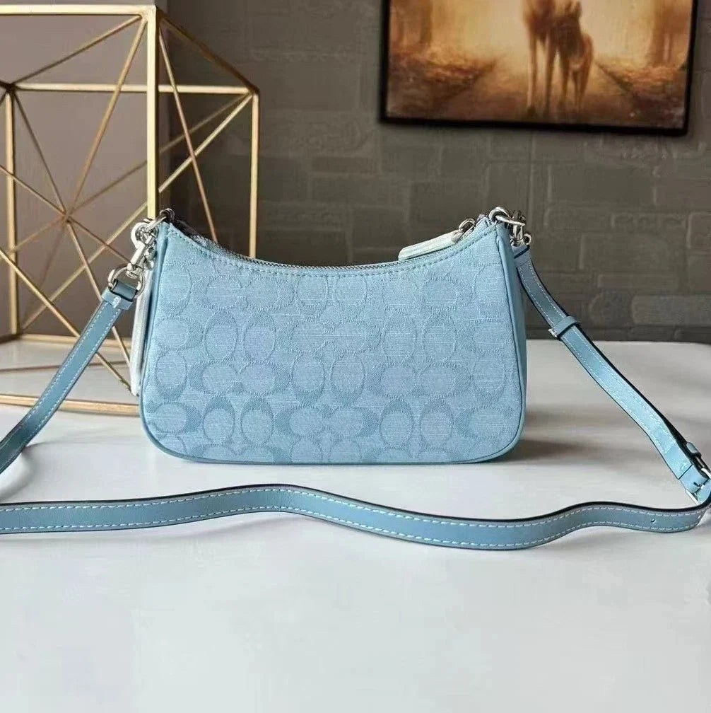 NWT Coach Teri shoulder Bag signature Chambray Light Blue CH139 New Outlet – view 2