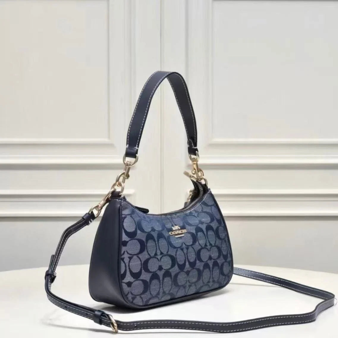 NWT COACH CH139 Teri Shoulder Bag Signature Chambray Blue Outlet – view 3