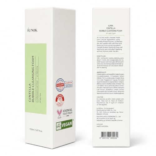 iUNIK Centella Bubble Cleansing Foam – Tea Tree Pore Care Facial Cleanser 5.07 fl oz – view 7