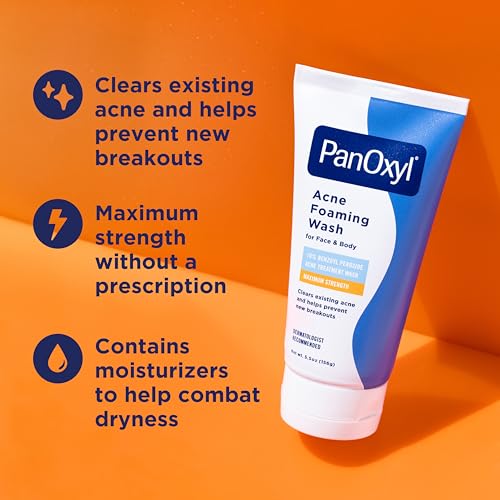 PanOxyl 10% Benzoyl Peroxide Acne Foaming Wash – Maximum Strength Face & Body Cleanser 5.5 oz – view 2