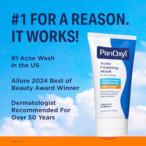 PanOxyl 10% Benzoyl Peroxide Acne Foaming Wash – Maximum Strength Face & Body Cleanser 5.5 oz – view 3