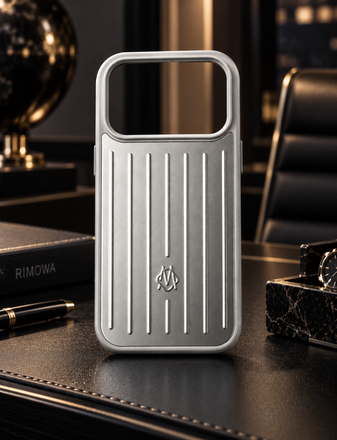 RIMOWA Case for iPhone 17 Pro – Silver Aluminum Luxury Phone Cover – view 3
