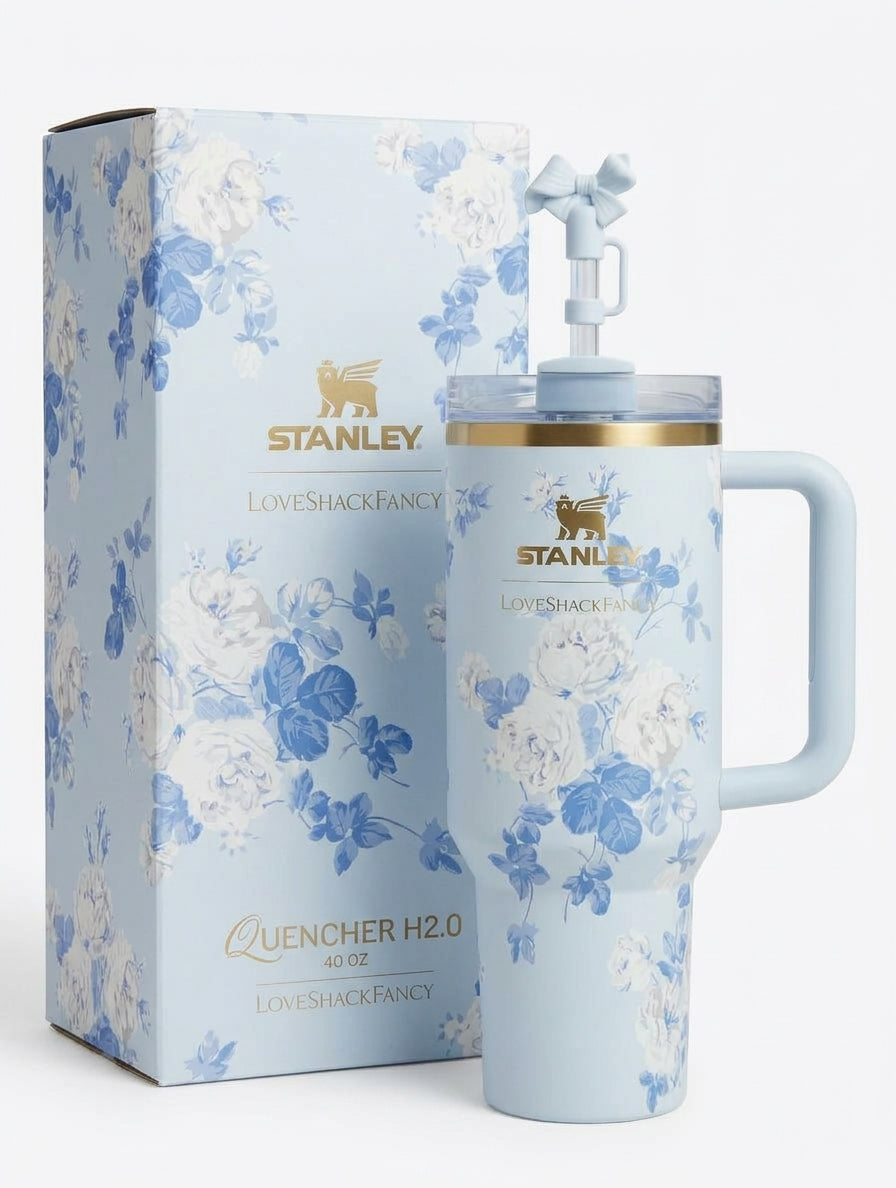 Stanley x LoveShackFancy 40 oz Quencher Tumbler – Floral Blue