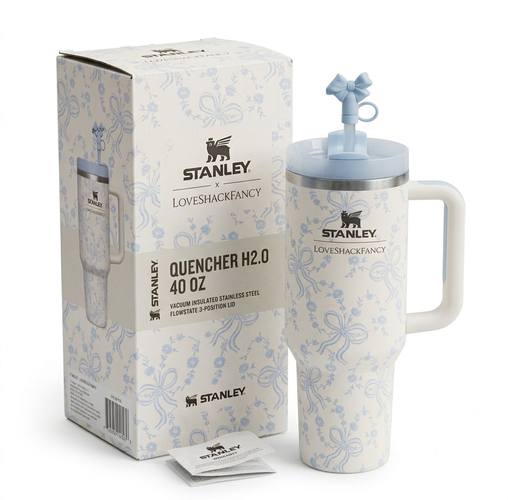 LoveShackFancy x Stanley 1913 Winter Ice 40oz Insulated Tumbler with Bow Design – view 3