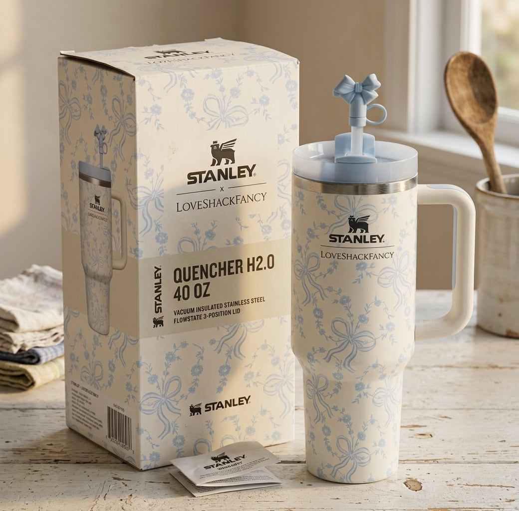 LoveShackFancy x Stanley 1913 Winter Ice 40oz Insulated Tumbler with Bow Design – view 4