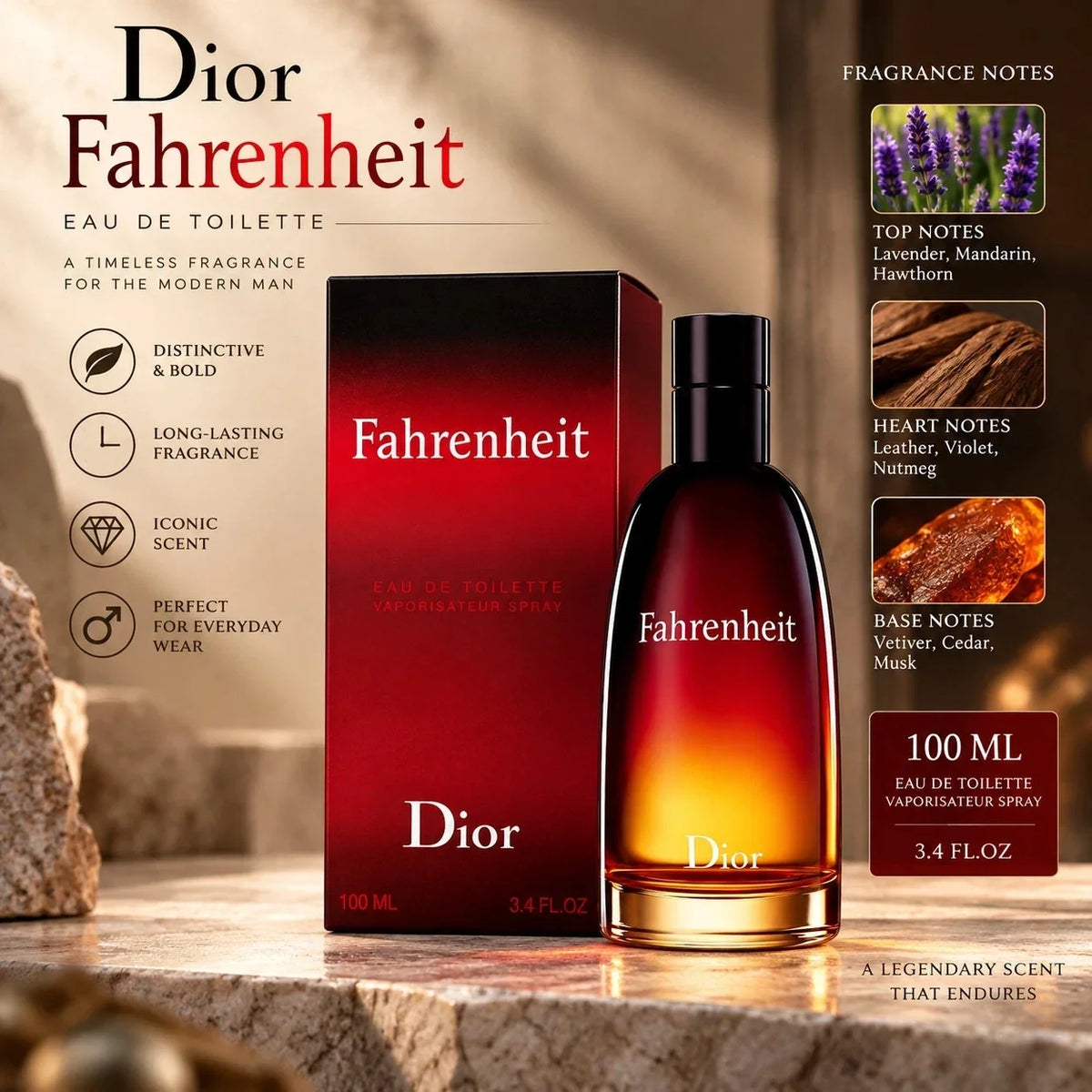 Dior Fahrenheit Eau de Toilette 3.4 oz / 100 ml for Men New Sealed – view 4